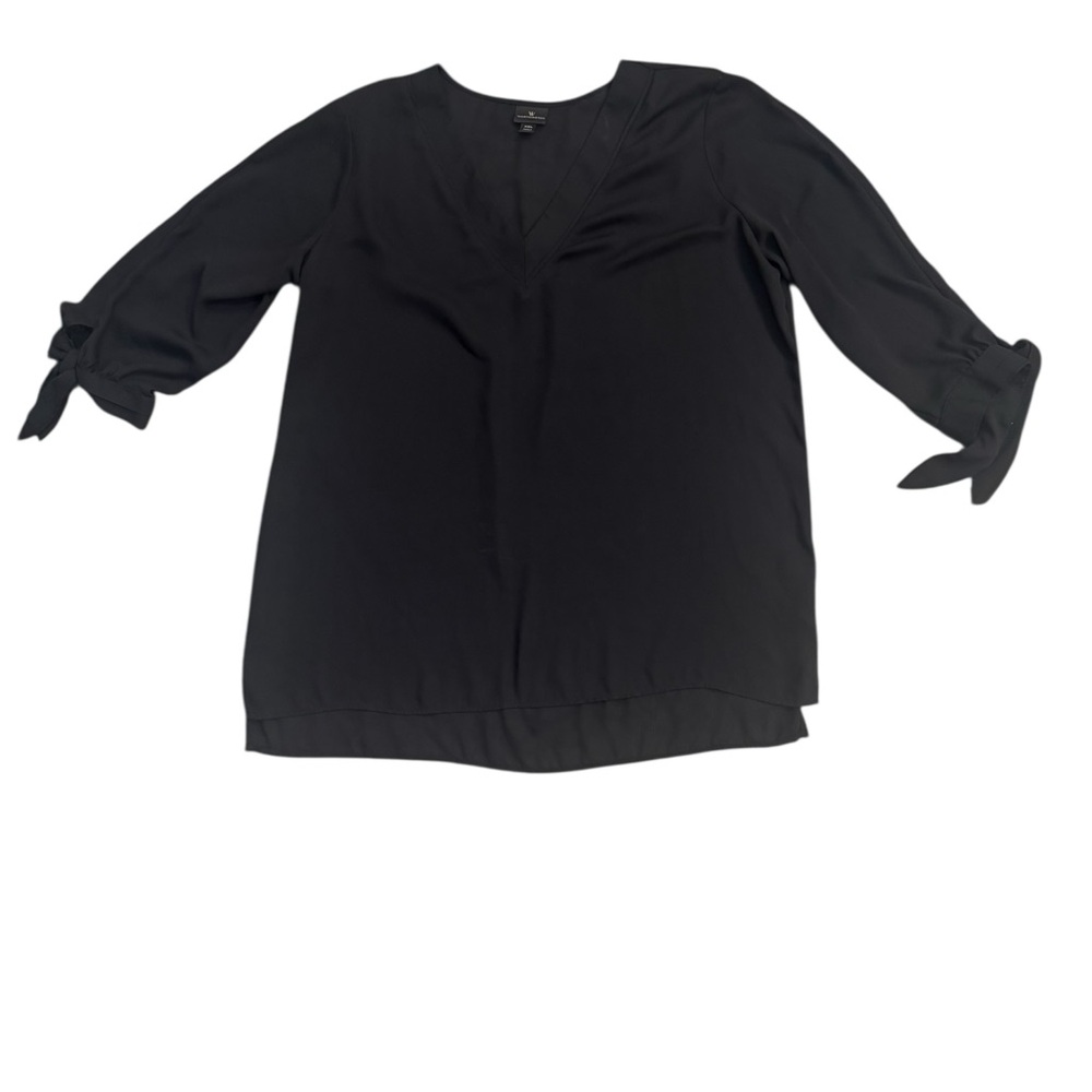 Worthington Black Women's Blouse with Tie Sleeves Size XXL